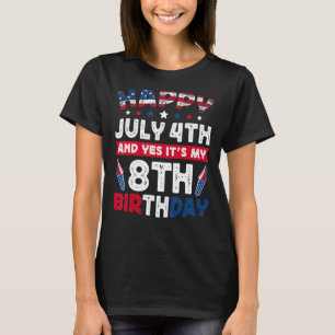 4th July My 8th Birthday Distressed Vintage T-Shirt