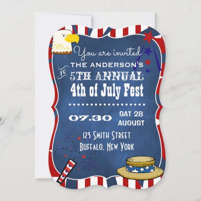 4th July Party Chalkboard Party Invitation (Front)