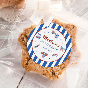 4th July Patriotic 1st Birthday Party Classic Round Sticker