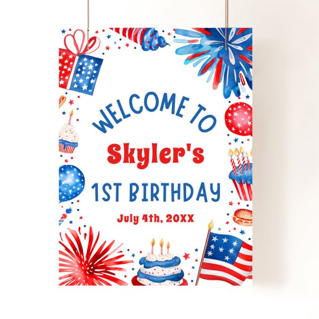 4th July Patriotic 1st Birthday Party Welcome Sign (Creator Uploaded)