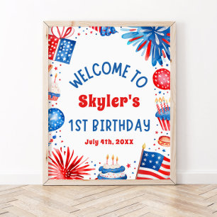4th July Patriotic 1st Birthday Party Welcome Sign
