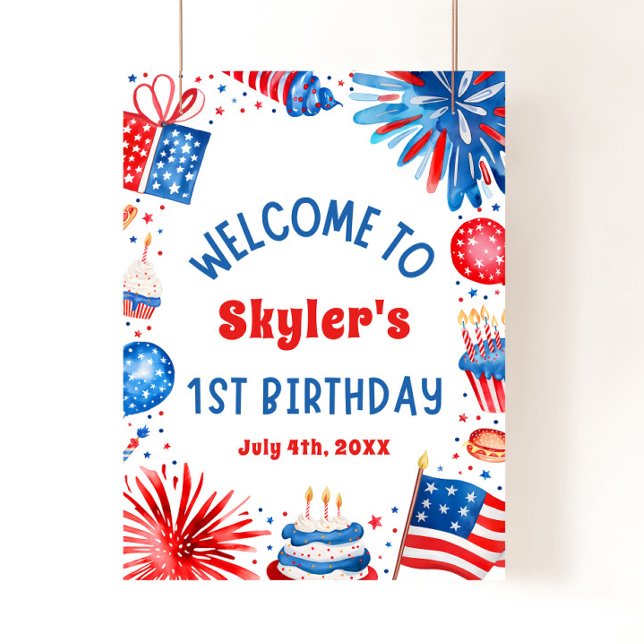 4th July Patriotic 1st Birthday Party Welcome Sign (Creator Uploaded)