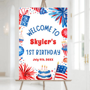 4th July Patriotic 1st Birthday Party Welcome Sign