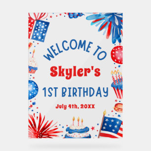 4th July Patriotic 1st Birthday Party Welcome Sign