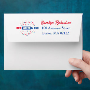 4th July Patriotic Baby Shower Red White And Due Envelope