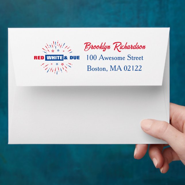 4th July Patriotic Baby Shower Red White And Due Envelope (Hand)