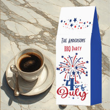 4th July Patriotic BBQ Party Fireworks Family Name