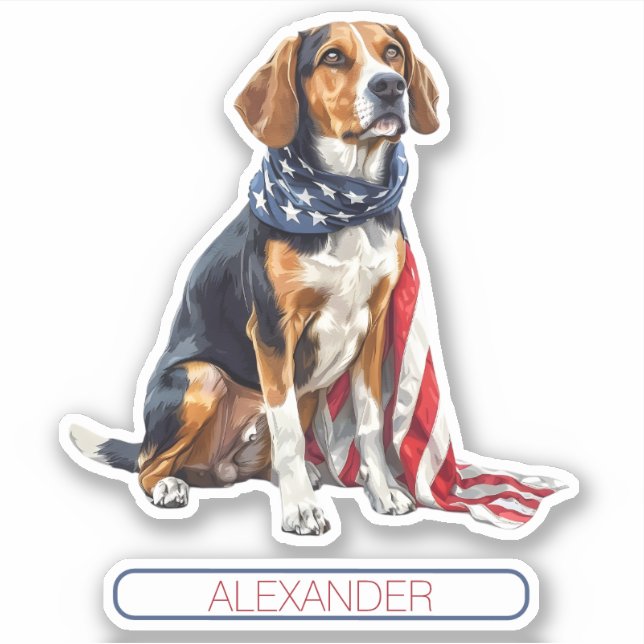 4th July Patriotic Hound Dog Personalised (Front)