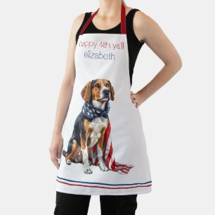 4th July Patriotic Hound Dog Personalised Apron