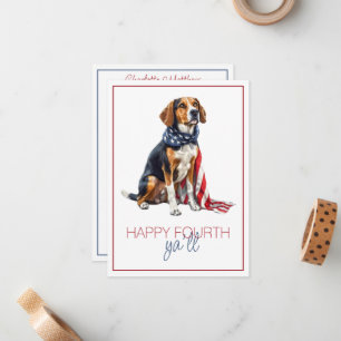 4th July Patriotic Hound Dog Personalised Card