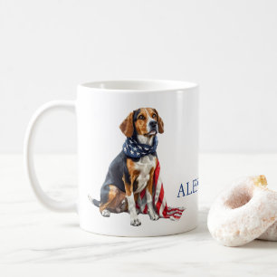 4th July Patriotic Hound Dog Personalised Coffee Mug