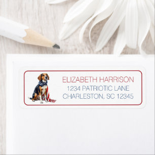 4th July Patriotic Hound Dog Personalised Return Address Label