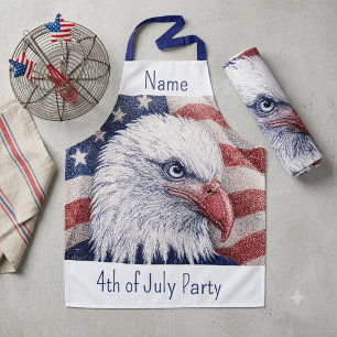 4th July Patriotic USA Red White Blue Eagle Party  Apron