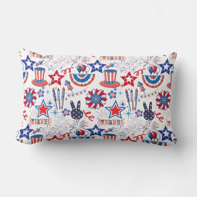 4th July Pattern 01x4 Lumbar Cushion (Front)