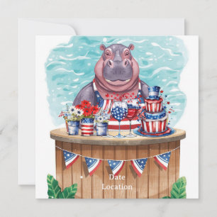 4th July Pool Party with Hippo in Bikini  Save The Date