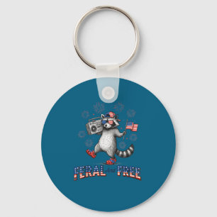 4Th July Racoon Lover Independence Key Ring