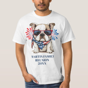 4th July Red Blue Bulldog Family Reunion T-Shirt