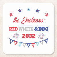 4th july Red white and BBQ family name patriotic