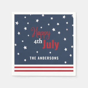 4th july red white and blue party celebration napkin