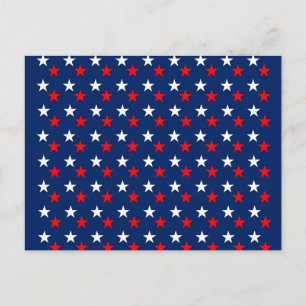 4TH JULY/ RED WHITE AND BLUE STARS  POSTCARD