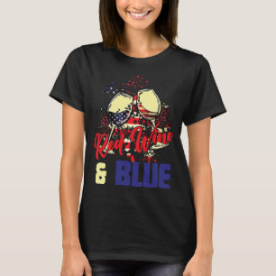 4th July Red Wine And Blue America USA Flag Indepe T-Shirt