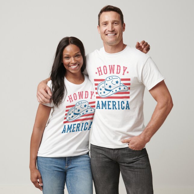 4TH JULY RETRO HOWDY AMERICA WESTERN T-Shirt (Unisex)