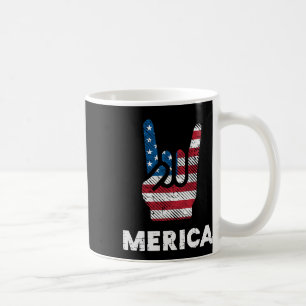 4th July Rock Hand Merica Flag America Rocker Men Coffee Mug