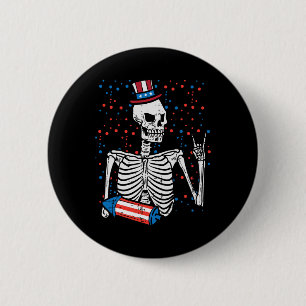 4th July Rocker Skeleton Patriotic Rock Men Boys K 6 Cm Round Badge