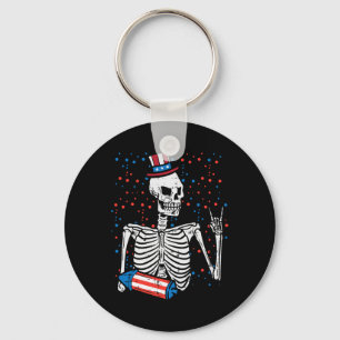 4th July Rocker Skeleton Patriotic Rock Men Boys K Key Ring