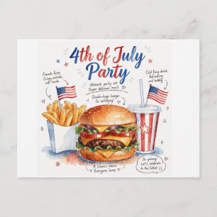 4th July Save the Date Independence Day party Holiday Postcard