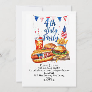4th July Save the Date Independence Day party Invitation