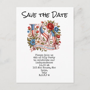 4th July Save the Date Independence Day party Postcard