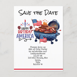 4th July Save the Date Independence Day party Postcard