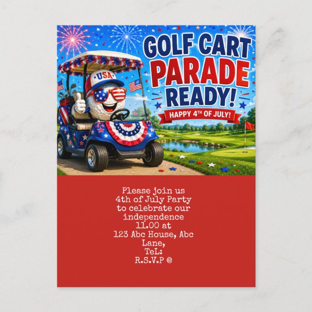  4th July Save the Date  Independence Day party    Postcard (Front)