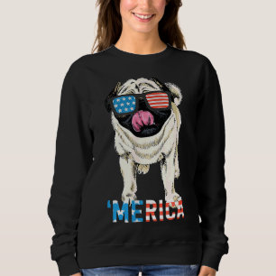 4th July Shirt Gift Men Women Kids Merica Pug USA 