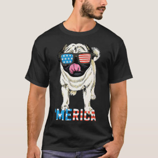 4th July Shirt Gift Men Women Kids Merica Pug USA