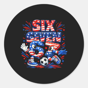 4th July Six Seven 67 Soccer Kids Italian Brainrot Classic Round Sticker