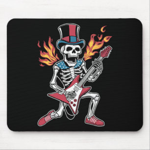 4th July Skeleton Playing Guitar Rock And Roll Usa Mouse Pad