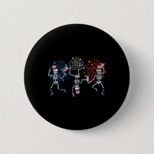 4th July Skeletons Dance Fireworks Patriotic Women 6 Cm Round Badge