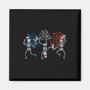 4th July Skeletons Dance Fireworks Patriotic Women Magnet