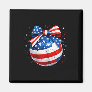 4th July Soccer Coquette Bow Womens Magnet