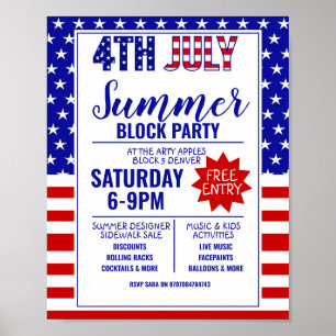 4th July summer block party small business event Poster