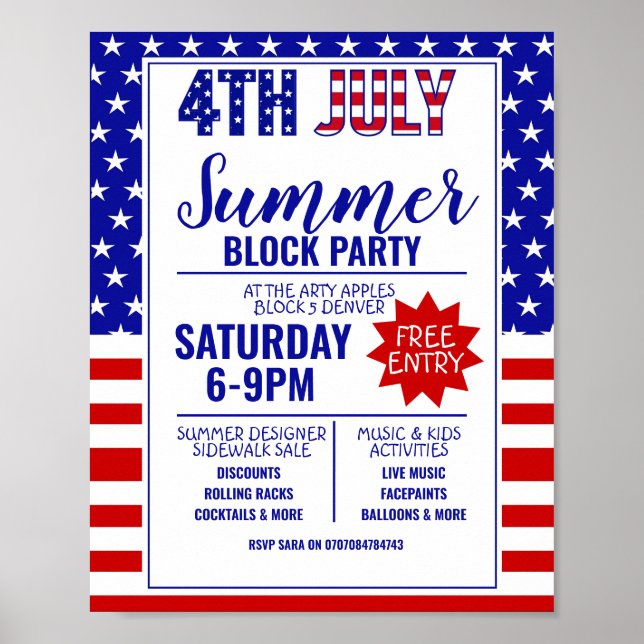 4th July summer block party small business event Poster (Front)