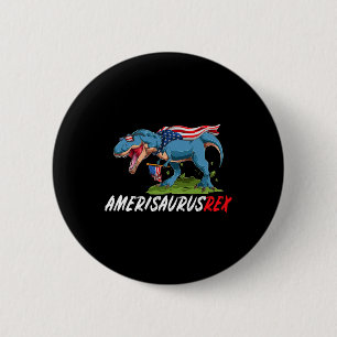 4th July T Rex America Dinosaur Independence Day P 6 Cm Round Badge