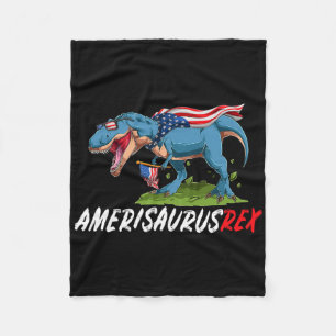 4th July T Rex America Dinosaur Independence Day P Fleece Blanket