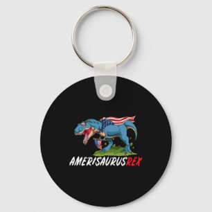 4th July T Rex America Dinosaur Independence Day P Key Ring