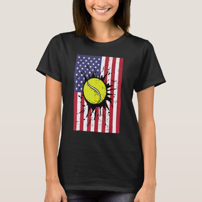 4th July Tennis America Flag Patriotic Men Boys Ki T-Shirt (Front)