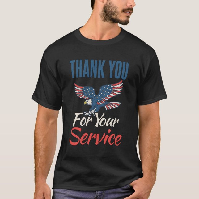 4Th July Thank You For Your Service Veteran Memori T-Shirt (Front)