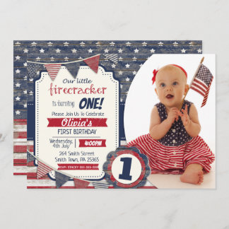 4th July Themed Custom Photo Invitation