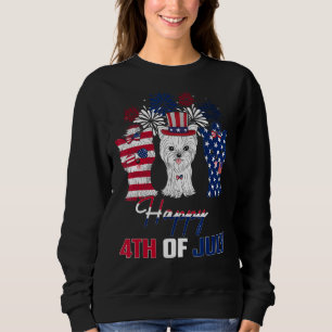 4th July Three Red White Yorkshire Terrier Blue Fi Sweatshirt